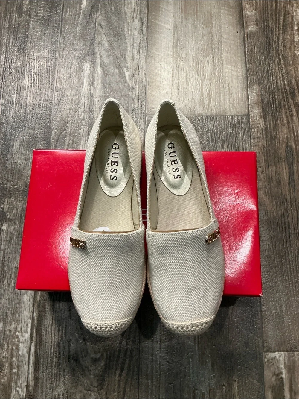 GUESS Women's Cream Espadrille Loafer Size 5